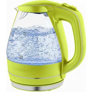 OVENTE Electric Kettle, 1.5L Borosilicate Glass Countertop Water Heater and Boiler for Coffee or Tea, BPA-Free, Auto Shut-Off, Boil-Dry Protection, Removable and Washable Spout Filter, Green KG83G 