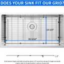 POPFLY 304 Stainless Steel Kitchen Sink Grid Protector, 24-1/4" 13-3/8" Sink Bottom Grate with Rear Drain for Single Bowl Kitchen Sinks, Scratch & Noise Protection, PF602613UWG24