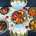 2 x ceiba tree Christmas Oval Paper Plates 30Pcs Bulk Snowflake Paper Platter Disposable Snow Winter Forest Green Pine Tree Dinnerware Winter Frost Dinner Plates for Home Holiday Party Favors Supplies