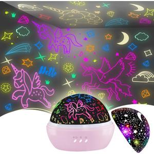 Unicorn Toys for 3-8 Year Old Girls,Star Projection Cute Kids Toys for 3-9 Year Olds Girl 2 in 1 Popular Christmas Xmas Birthday Gifts for Girls Age 3-10 Year Old Toddler Girl,Kids Toys