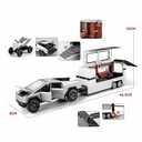 1 24 for Tesla Cyber Truck Pickup Trailer Alloy Car Model Diecast Camper Van Touring Car Model Collectibles Non-Remote App Controlled Toys(Black)