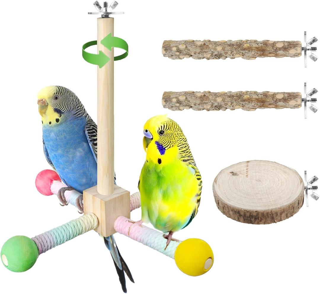 Bird Stand Perch Toy, Parrot 360° Interactive Rotating Parakeet Toys, Wooden Bird Cage Accessories Exercise Wheel Parrot Budgie Toys, Suitable for Cockatiels Lovebirds Conures Finches Bird Stand Perch Toy, Parrot 360° Interactive Rotating Parakeet Toys, Wooden Bird Cage Accessories Exercise Wheel Parrot Budgie Toys, Suitable for Cockatiels Lovebirds Conures Finches