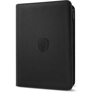 Premium Zip Card Binder, Fabmaker 9 Pocket Trading Card Binder, PU Cover Zipper Card Collection Album, Sturdy 360 Side-Loading Card Folder Holder for Game & Sports Cards, Black