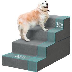 YENING Large Dog Stairs for High Beds - 24 Inches Tall Extra Wide Pet Steps for Large Dogs to Get on Bed 4 Deep Step for Couch
