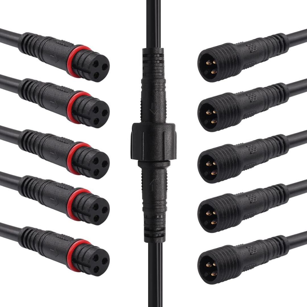 mxuteuk 6 Pairs 22AWG 3 Pin Electrical Connector,5.87in/15cm Wire Waterproof Male Female Connector,for LED Strip,Car,Truck,Boat