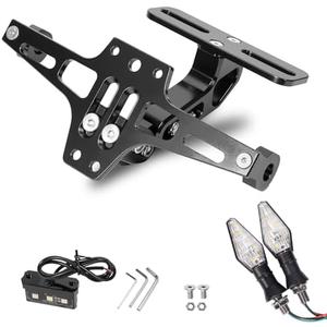 MDPROMCP Universal Adjustable Motorcycle License Plate Holder Motorcycle Fender Eliminator Kit With 2 Turn Signal Lights