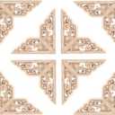 20 Pcs Decorative Wood Flower Carved Appliques 3.1inch Corner Onlay DIY Unpainted Solid Wooden Carved Corner Decal for Furniture Wardrobe Mirror Photo Frame Closet Decoration (3.1inch)