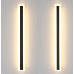 Pack of 1 Outdoor Wall Lights 32inch 24W IP65 Frosted Acrylic LED Modern Wall Lamp Fixture Rectangular Black Wall Lights Suitable for Bathroom Balcony Porch Courtyard