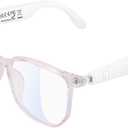 Bluetooth Anti-Blue Light Glasses, Smart Bluetooth Glasses for Women,Voice Control,Open Ear Style, Listen Music and Calls (lear Lens with Pink Frame1)