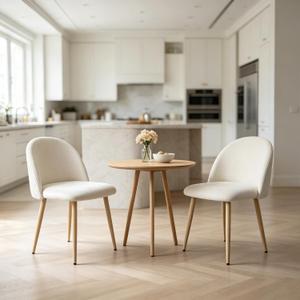 Lightdot Dining Chairs Set of 2, Velvet Living Room Chairs with Padded Seat & Curved Backrest, Mid-Century Modern Kitchen Chairs Accent Chairs for Dining Table, Bedroom, Apartment, Living Space, Beige
