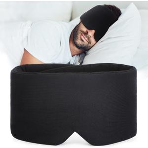 FRESHME Sleep Mask Blackout - Handmade Cotton Sleep Mask for Women Men Eye Mask for Sleeping Black Soft Eye Cover for Sleeping with Adjustable Veclro Breathable Eye Blindfold for Night Nap Travel