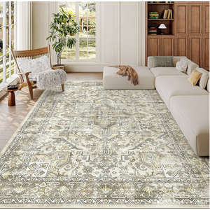 zesthome 6x9 Area Rug, Super Soft Washable Rugs for Living Room, Non-Slip Stain Resistant Vintage Rugs, Ultra-Thin Large Area Rugs (Beige/Brown,6'x9')