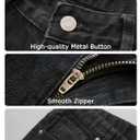 Plaid&Plain Men's Hip Hop Baggy Jeans Casual Wide Leg Y2k Skateboard Vintage Denim Pants Streetwear (Black)