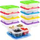 AVLA 10 Pack Bento Snack Boxes, Reusable Meal Prep Containers, 4-Compartment To Go Bento Lunch Boxes, Stackable Divided Food Storage Containers for Work and Travel (White)