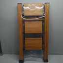 MIDOLI 3 Step Ladder Folding Step Stool with Anti-Slip Sturdy and Wide Pedal, Lightweight 330lbs Portable Aluminum Woodgrain Shelf for Household and Kitchen Space Saving