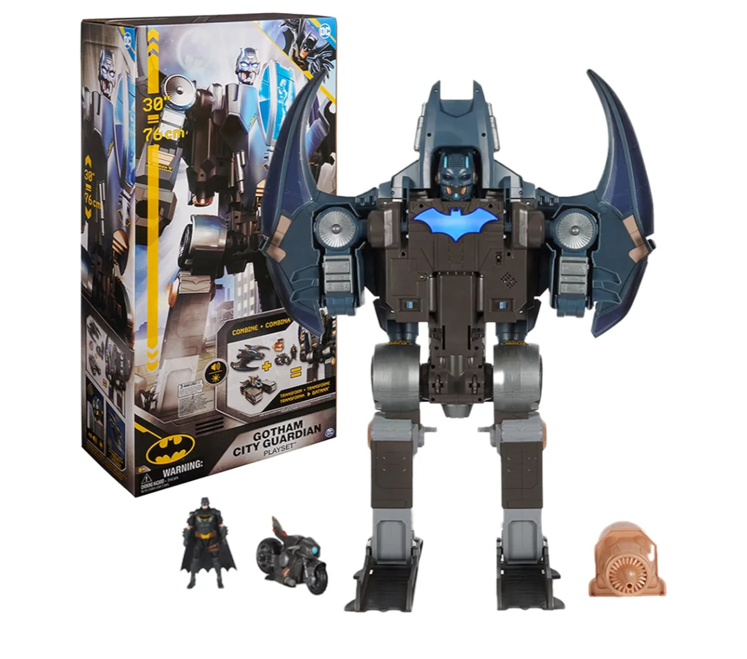 DC Comics, Batman, Gotham City Guardian Playset, 4-in-1 Transformation, Batman Figure, Lights & 40+ Sounds, Kids Toy for Boys & Girls Ages 5+