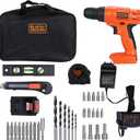 BLACK+DECKER 20V MAX Drill & Home Tool Kit, 34 Piece (BDCD120VA), Orange