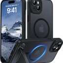 2 x Magnetic Compatible with iPhone 15 Plus Case, [Built-in Kickstand][Full Camera Protection][Compatible with MagSafe][Anti-Fingerprint] Shockproof Phone Case for iPhone 15 Plus 6.7" Black
