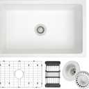 White Kitchen Sink, White Granite Composite Kitchen Sinks with Accessories, 30 Inch Undermount Quartz Stone Kitchen Sink, 30" x 19" x 9" Large and Deep Single Bowl Kitchen Sinks