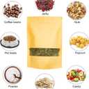 100 Pcs Kraft-Paper-Bags with Window, 5.5 x 7.9 inch Stand Up Zipper Pouches Bags, Zip Lock Food Storage Bag for Packaging Products, Reusable, Sealable