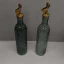 COOK WITH COLOR Glass Olive Oil Bottle Dispenser - 2 Pack- 17oz Oil and Vinegar Cruet - Olive Oil Carafe Decanter for Kitchen, Checkered, Green