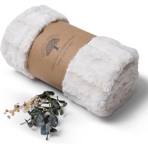 Kurrajong Farmhouse Faux Fur Throw Blanket | Cream Soft Throw Blanket | Faux Fur Blanket Bed Throw | Large Size 55" x 70" | Textured Ivory Cream Blanket for Couch