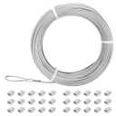 3/32 Stainless Steel Cable 100ft, 1x19 Strands Flexible Stainless Steel Aircraft Cable, Wire Rope for Deck Railing, String Light Hanging, Marine Rigging, Garden Wire with 30 M2.5 Crimping Loops
