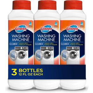 Glisten Washing Machine Cleaner, Helps Remove Odor, Buildup, and Limescale, Fresh Scent, Made in the USA, 12 Ounce Bottle, 3-Pack