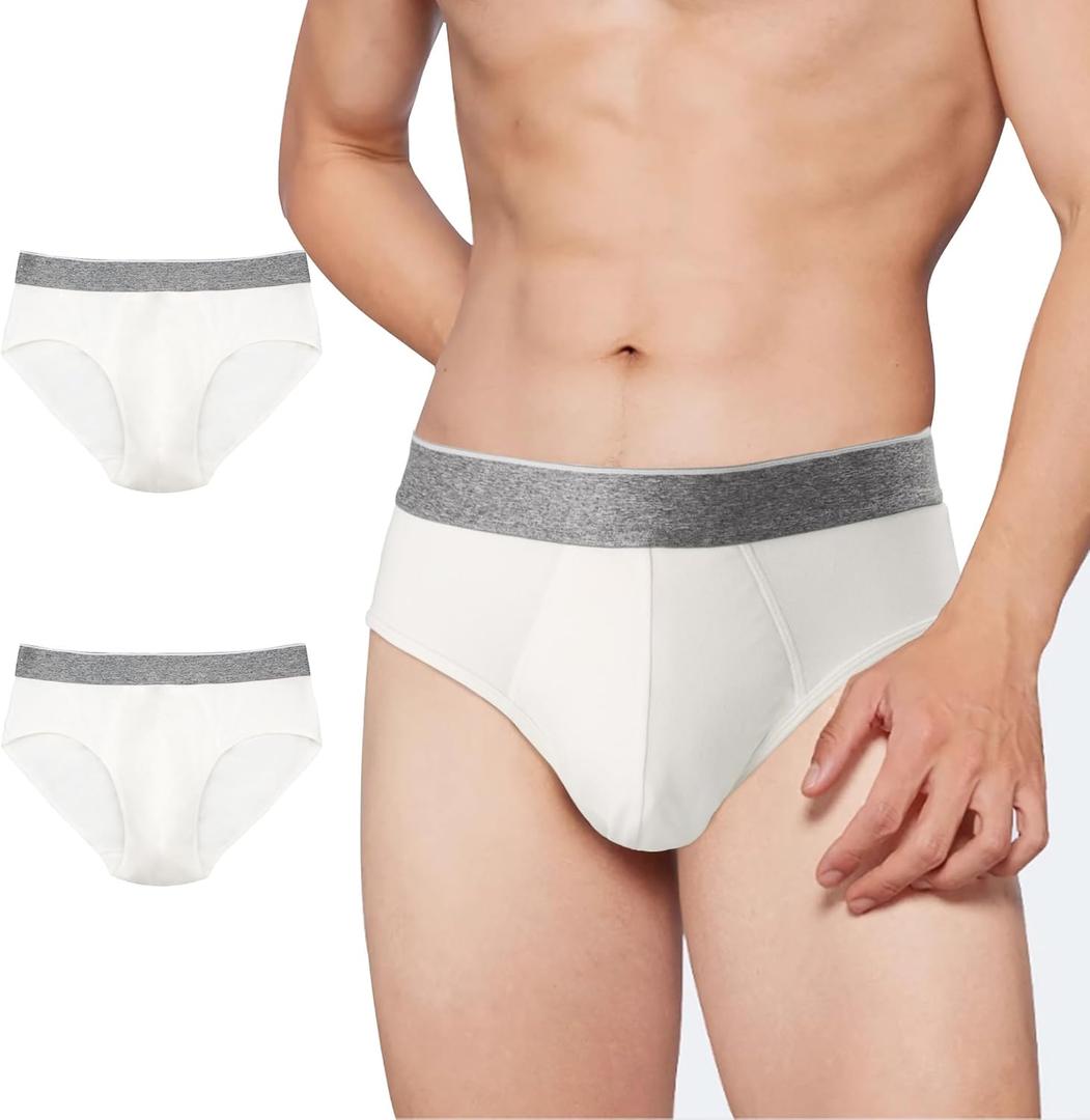 BATTEWA Incontinence Underwear for Men Front Absorbent Leak Proof Adult Briefs for Male Teen Urine Leakage Bladder Control 100ML.(Medium,White)