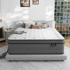 King Size Mattress, 12 Inch Firm Hybrid King Bed Mattress in a Box, with Gel Memory Foam and Individual Pocket Springs, Motion Isolation, Strong Edge Support & Pressure Relief
