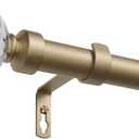 EXCLUSIVE HOME Crystal Ball 1" Curtain Rod and Coordinating Finial Set, Gold, Adjustable 66"-120"