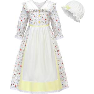 ReliBeauty Colonial Costume with Hat Colonial Dress Girls White (14/160)