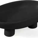 Fruit Bowl Three-Legs Ceramic Fruit Bowl for Kitchen Counter, 10 Inch Fruit Basket Decorative Candy Bowl for Table Decor, Oval Large Bowls Key Bowl Home Table Decor (Black 12 Inch)