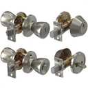 Mobile Home Door Knobs with Deadbolt Exterior Front Door Lock Set of 2 for Thin 1.4"1.8" Doors Rust-Proof 304 Stainless Steel, Keyed Entry Knob, Reversible Handing, Adjustable Backset, DIY Kit