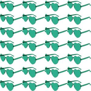28 Pack Heart Shaped Sunglasses for Women Rimless Heart Glasses Bulk Mardi Gras Candy Color Sunglasses for Party