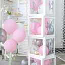 Fonder Mols 4pcs White Transparent Balloon Boxes with Silver Letters "MISS TO MRS" Perfect for Wedding Engagement Party Bridal Shower Decorations(No Balloons)