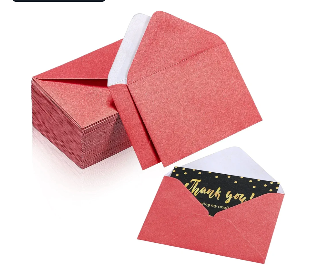 Yahenda 200 Count Red Mini Gift Card Envelopes Bulk Pocket Valentines Small Paper Envelopes Gift Card Sleeves Greeting Business Tiny Pocket 4 x 2.7 Inch for Holidays Wedding Baby Shower Birthday