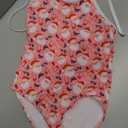 Girls Christmas Halter Modest One Piece Swimsuit Hawaiian Summer Beach Swimwear Size 8, (Cute Xmas Santa Claus Pink)