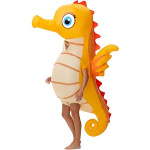 Spinosaurus Inflatable Seahorse Costume for Adult Halloween Blow Up Costume Funny Inflatable Sea Animal Costumes for Men Women, For 62-75 inch Men/Women
