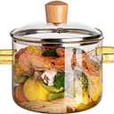 Clear Cooking Pots,1.5L/50oz High Borosilicate Cooking Pot,Glass Cooking Pots for Stove Top Glass Saucepan,Glass Pot With Lid for Noodle,Soup,Tea,Milk