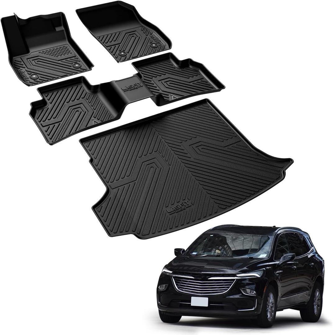 LASFIT Floor Mats & Cargo Mat for Buick Envision 2021-2026, TPE All Weather Protection Custom Fit 1st & 2nd Row Trunk Mats Rubber Car Liners for Envision Automotive Accessories, Black, Easy to Clean