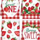 Bencailor 4 Pcs Strawberry Kitchen Towels Summer Berry Hand Dish Towels Absorbent White Red Grid Tea Towel Fast Drying Housewarming Gift for Kitchen Bathroom Holiday Summer Strawberry Party Decor