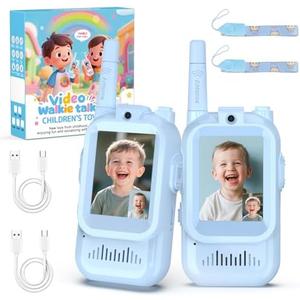 BlueFire Kids Walkie Talkies with Video – Screen Display Toy Radios with Voice Effects, One-on-One Pairing, Long Range – Birthday Toys Gifts for Boys & Girls Ages 3–12 (Blue)