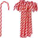 50 Pcs Christmas Candy Canes 5.9 inch Plastic Christmas Tree Hanging Ornaments Twisted Red White Crutch Candy Canes for Xmas Home Indoor Outdoor Party Decoration (red White)