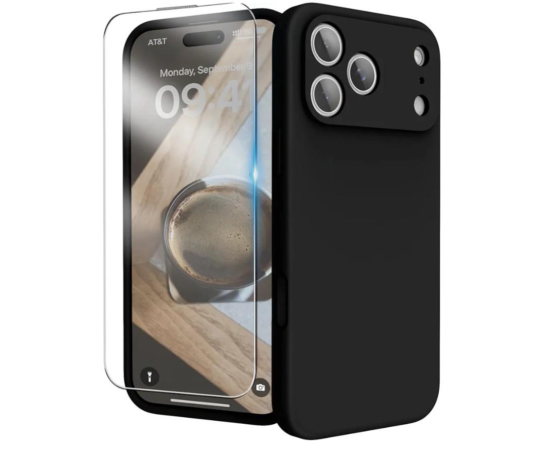 for iPhone 17 Pro Max Case, Liquid Silicone Cover with Camera Protection Anti-Scratch Soft Microfiber Lining Shockproof Protective Phone Case for iPhone 17 Pro Max 6.9", Black