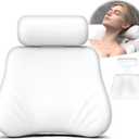 Silicone Bath Pillow, Upgraded Bath Pillows for Tub, Adjustable Height Bathtub Pillow for Head and Neck, 4D Luxury Tub Pillow Skin-Friendly Large Suction Cups Stability, Spa Relaxation-White