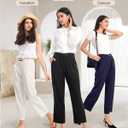 AFITNE Womens Linen Wide Leg Pants High Waist Casual Loose Palazzo Pants with Pockets Flowy Lounge Work Pants 28 (XX-Large, Black)