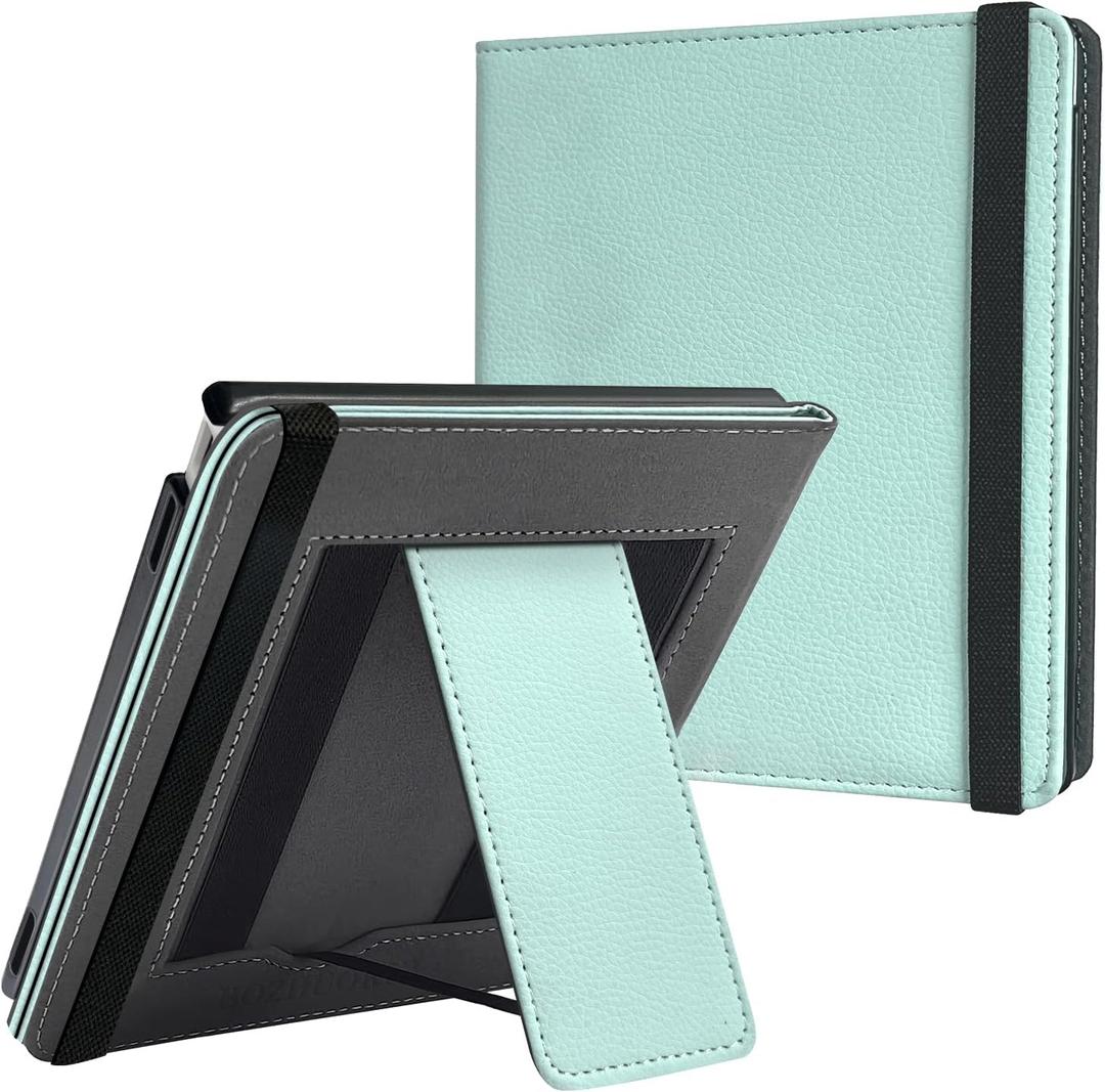 BOZHUORUI Case for 7" Onyx Boox Go 7 B/W & Go 7 Color (Gen I/II, 2025/2024) & Boox Page | Built-in Foldable Stand & Double Hand Straps | with Sleep/Wake | PU Leather SleepCover (Sage Green)