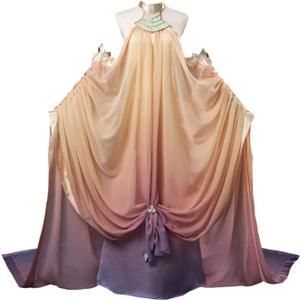 CosFantasy Women's Cosplay Costume Dress Gown Gradient Chiffon Satin Dress Halloween Outfit (Large, Multicolored)