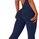TDIFFUN Flare Workout Jumpsuits for Women One Piece Sleeveless Scrunch Butt Lifting Gym Bodysuit Sexy Backless Yoga Outfits (M)